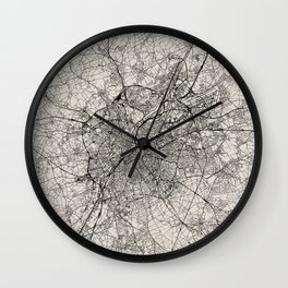 Belgium, Brussels - Black and White City Map - Aesthetic Wall Art Wall Clock