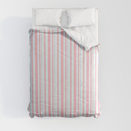 [ Thumbnail: Light Cyan and Light Pink Colored Striped Pattern Comforter ]