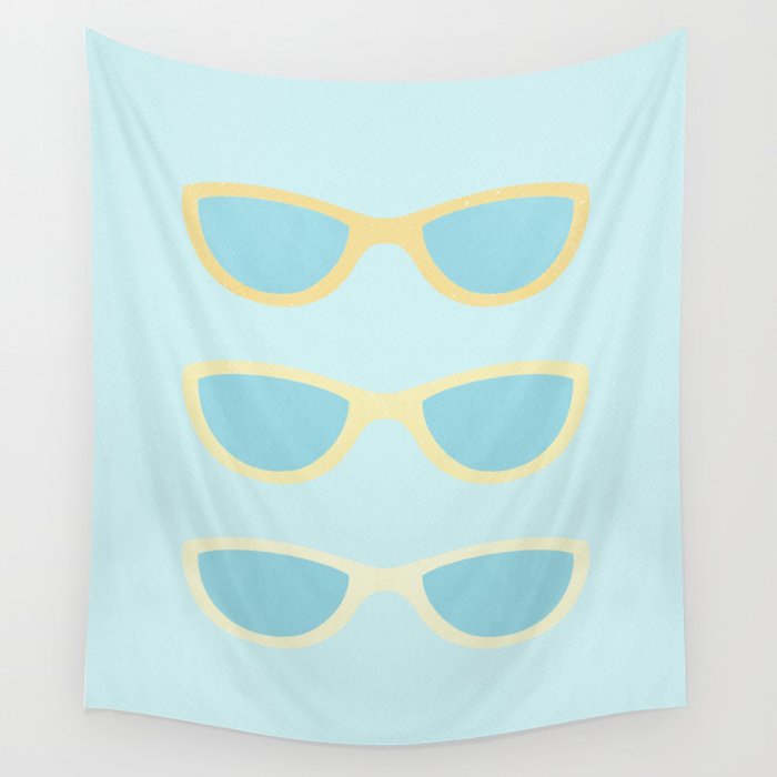 Yellow and blue retro sunglasses Wall Tapestry