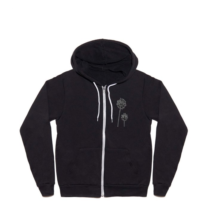 Black and White Palms Full Zip Hoodie