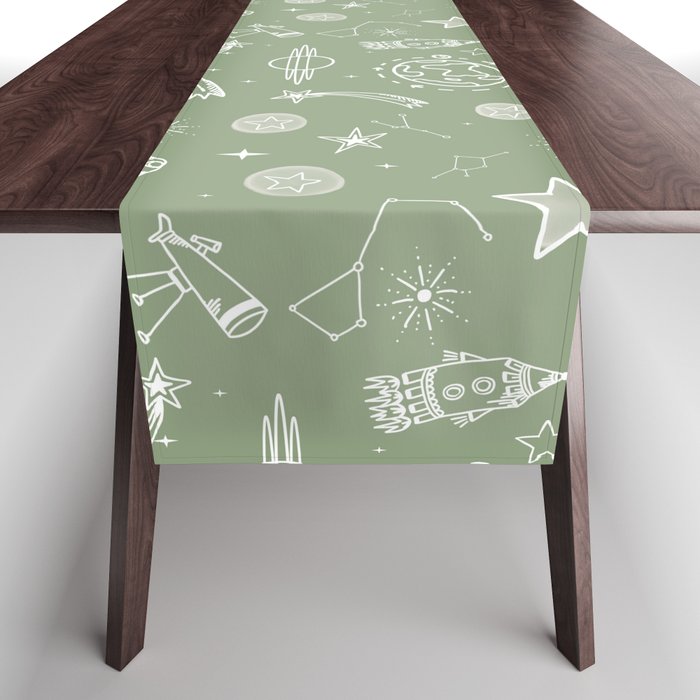 space voyage green Table Runner