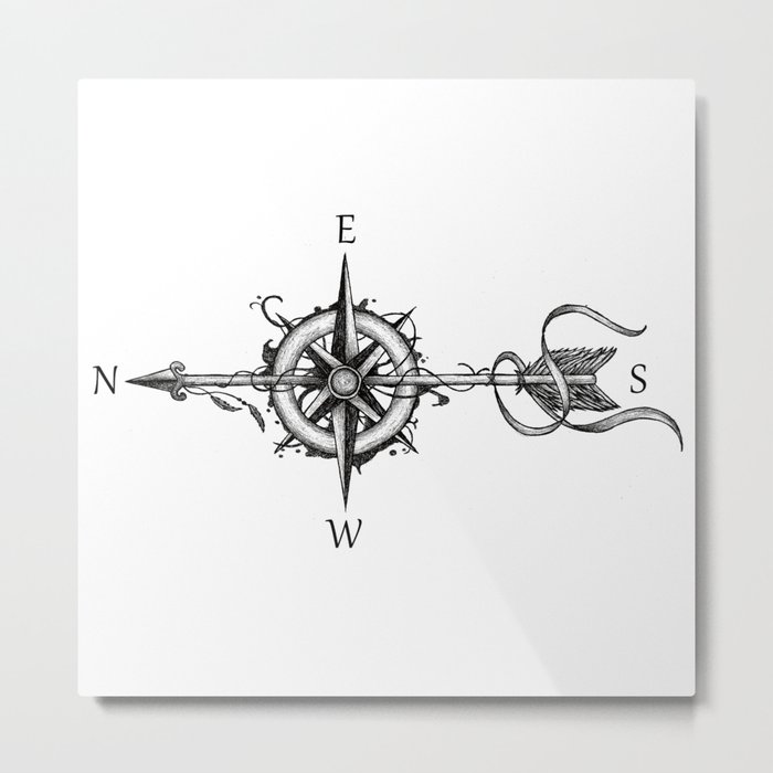 Compass with Arrow (Tattoo stule) Metal Print