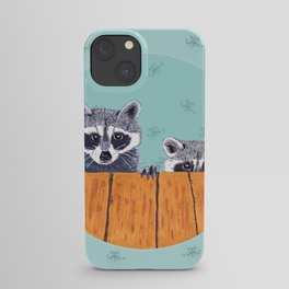 Peeking Raccoons #3 Blue Pallet iPhone Case