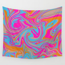 Pink, blue and orange swirl Wall Tapestry