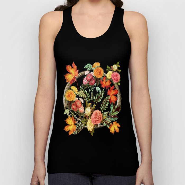 Autumn Flowers and Leaves Tank Top