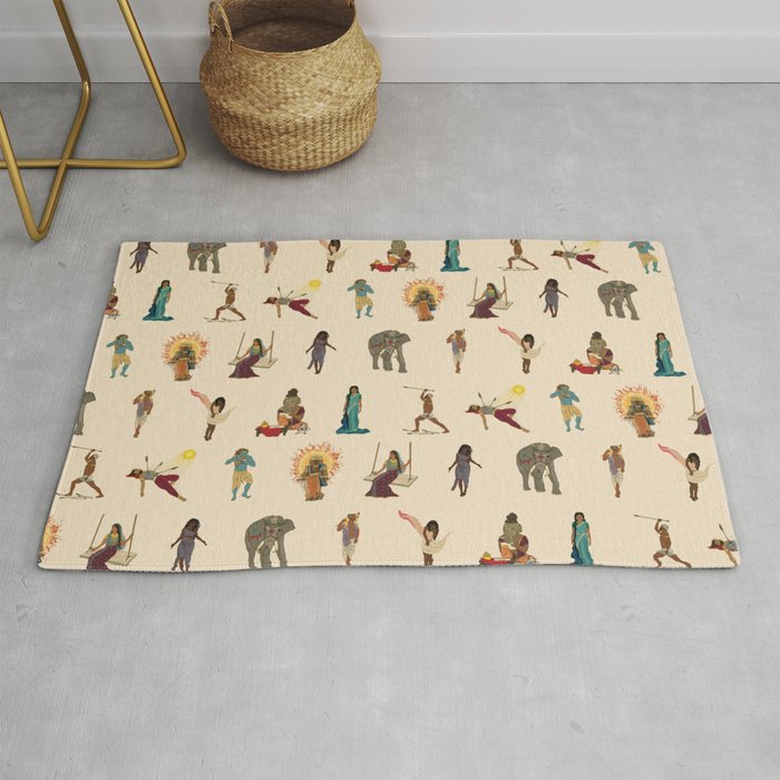 Mahabharata Characters Pattern Rug