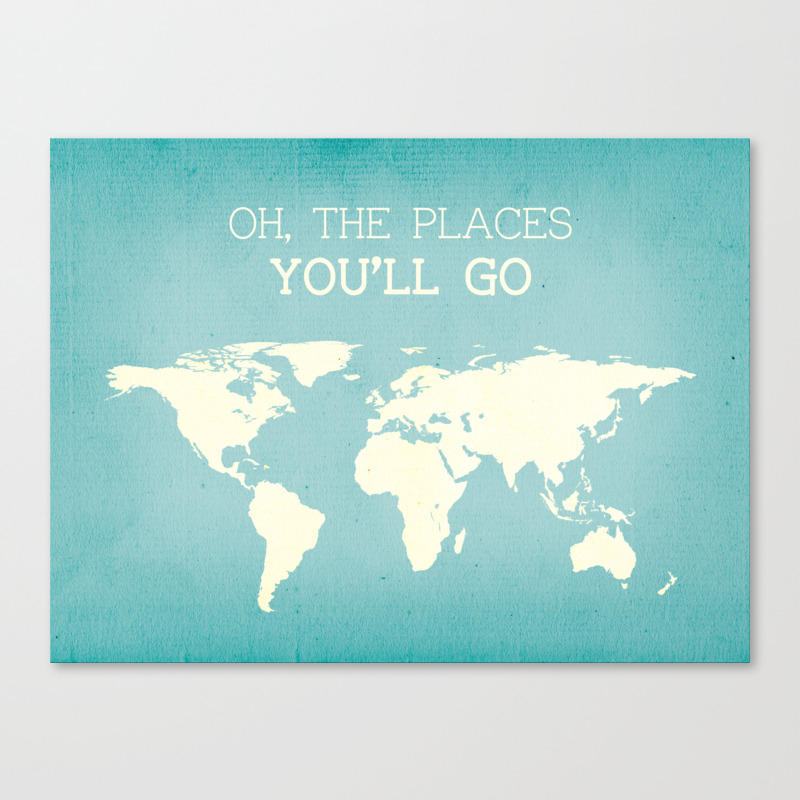 Oh The Places You Ll Go Travel Poster Canvas Print By Printablewallstory Society6