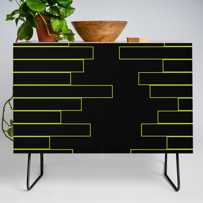 Lime Green and Black Rectangles Credenza