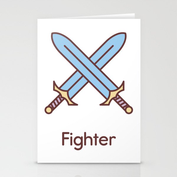 Cute Dungeons and Dragons Fighter class Stationery Cards