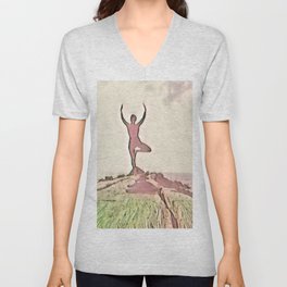 Woman Doing Yoga 6 V Neck T Shirt