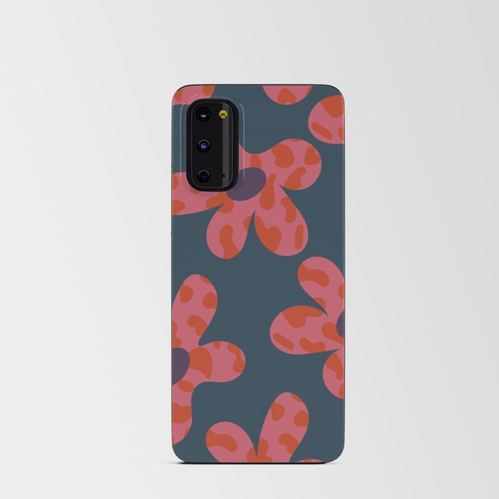Cute Retro Daisy Floral Blue Pattern Android Card Case