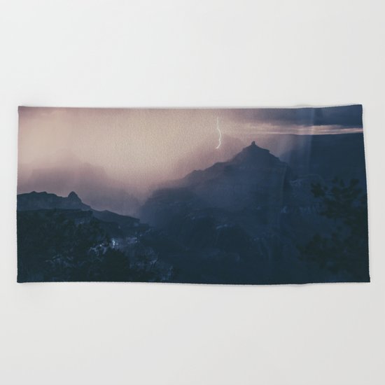 Lightning Crashing Beach Towel