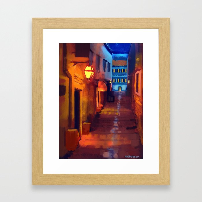 Italian Street at Night Framed Art Print