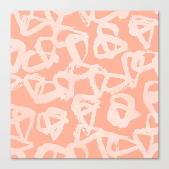 Sweet Life Triangle Dots Peach Coral Pink Canvas Print