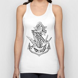 Anchor Swallow & Rose Old School Tattoo Style Unisex Tank Top