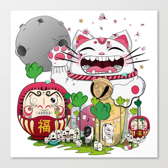Maneki-neko in the magical world Canvas Print