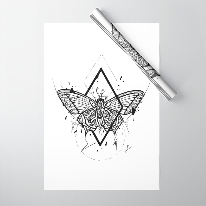 Butterfly Handmade Drawing Made In Pencil And Ink Tattoo Sketch Tattoo Flash Blackwork Wrapping Paper By Lucagenart Society6