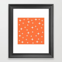 Mid Century Modern Star Pattern 443 Orange Framed Art Print
