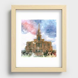 Payson LDS Temple Watercolor Photo Recessed Framed Print