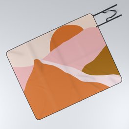 Pink and Orange Sunset Landscape in Contemporary Minimalism  Picnic Blanket