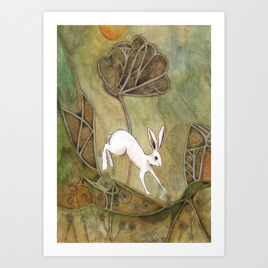 Hare with Standing Stones Art Print