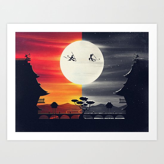 Battle at Meiji Temples Art Print