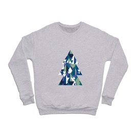 Geo forest // oxford navy classic and electric blue pine and jade green geometric triangular pine trees Crewneck Sweatshirt