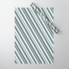 [ Thumbnail: Light Cyan and Dim Grey Colored Lines/Stripes Pattern Wrapping Paper ]