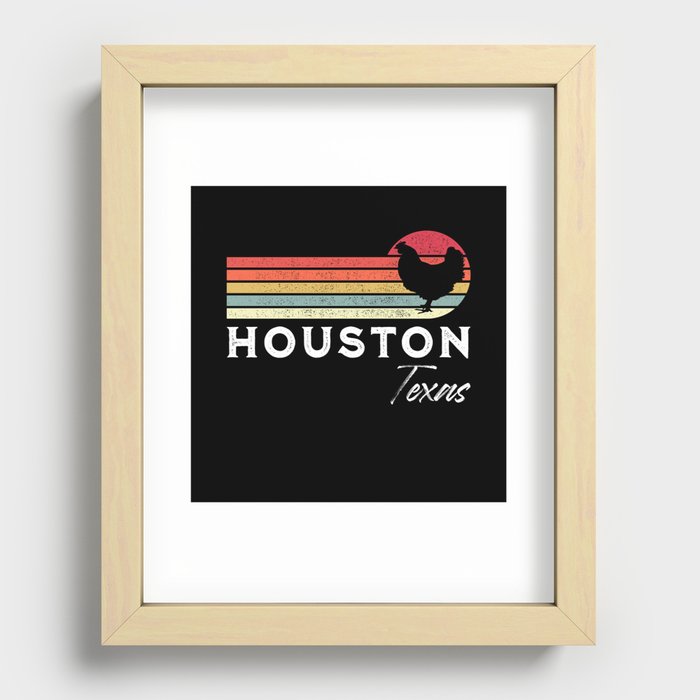 Houston Texas Retro Chicken Lover Souvenir Recessed Framed Print