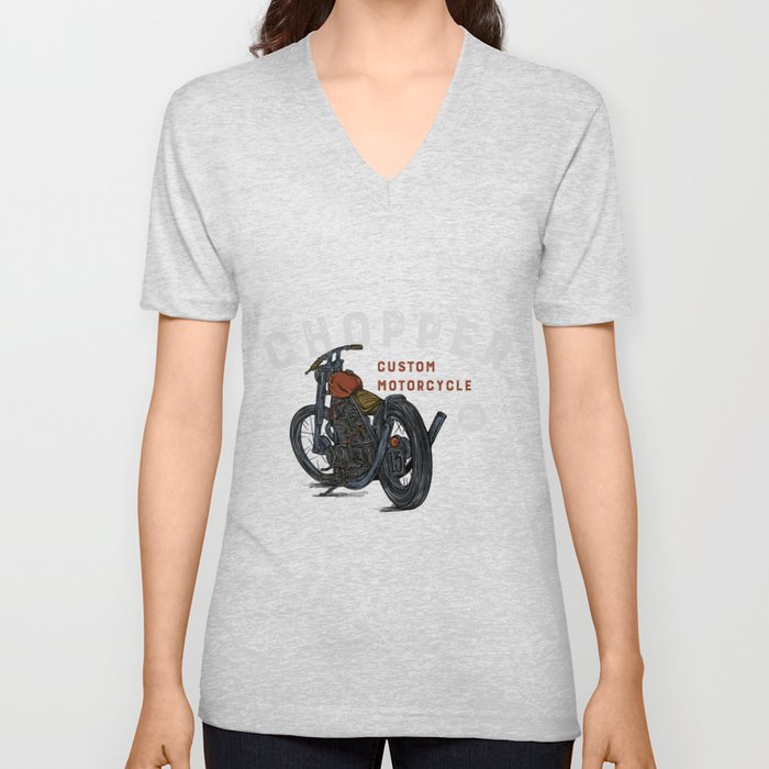 Chopper Custom Motorcycle | Vintage Motorcycle V Neck T Shirt