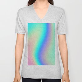 Iridescent Holographic Abstract Colorful Pattern V Neck T Shirt