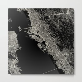 OAKLAND - City Map - Minimal Aesthetic Metal Print