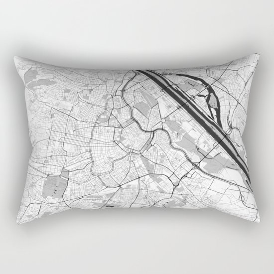 Vienna City Map Gray Rectangular Pillow