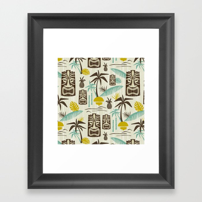 Island Tiki - Tan Framed Art Print
