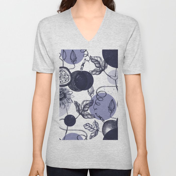 Botanical blue china II V Neck T Shirt