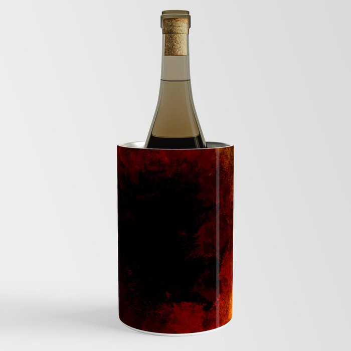 Abstract dark splashed red orange brown Wine Chiller