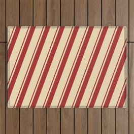 [ Thumbnail: Brown & Tan Colored Lines/Stripes Pattern Outdoor Rug ]