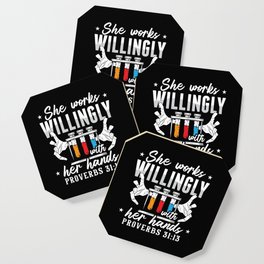 Lab Tech She Works Willingly Laboratory Technician Coaster