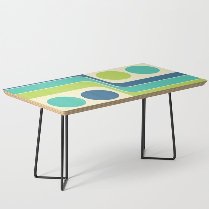 Retro Geometric Design 749 Blue Red Yellow and beige Coffee Table