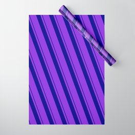 [ Thumbnail: Dark Blue and Purple Colored Lined/Striped Pattern Wrapping Paper ]
