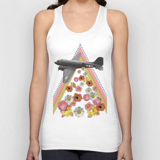 in my world, flowers come out of army planes Unisex Tank Top