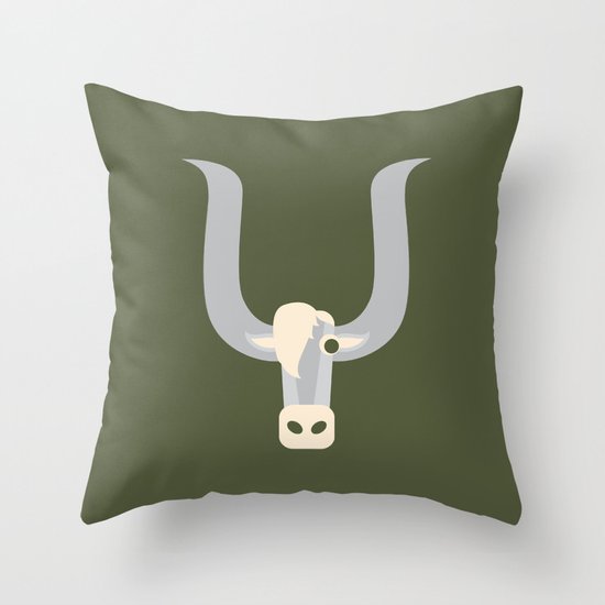 Letter Y // Animal Alphabet // Yak Monogram Throw Pillow