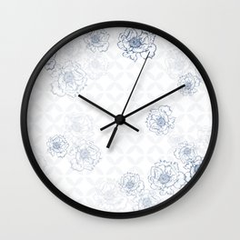 Blue and White Floral Decor Wall Clock | Navyblue, Ink Pen, Timelessprint, Drawing, Bluedecor, Pattern, Indigoblue, Classicfloral, Blueandwhite, Bluedesign 