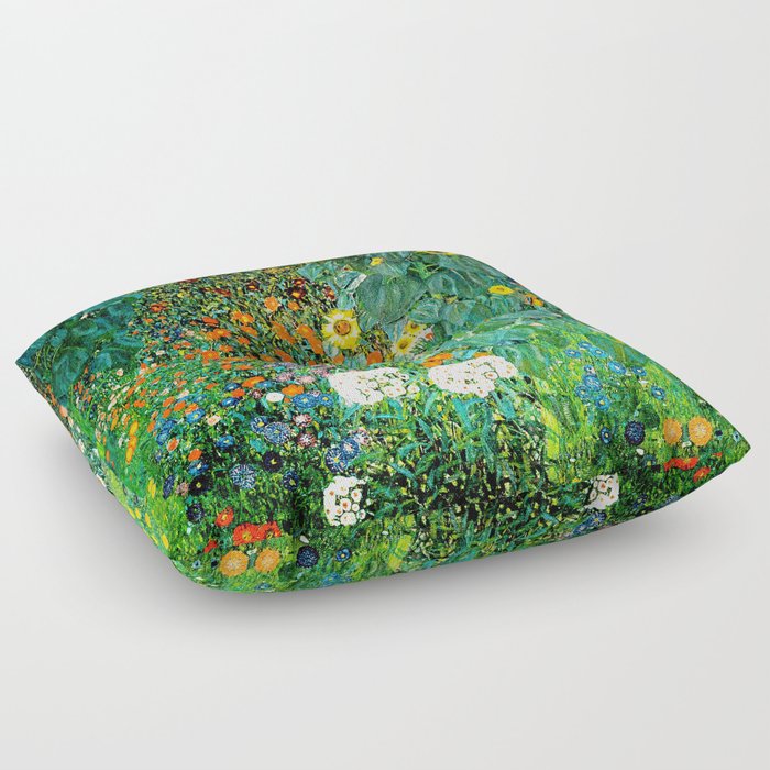 Gustav Klimt - Farm Garden with Sunflowers Floor Pillow
