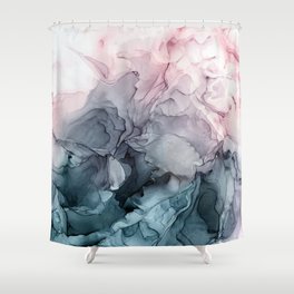 Blush and Payne's Grey Flowing Abstract Painting Shower Curtain