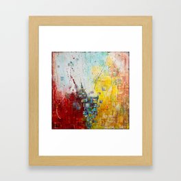 Jubilation Framed Art Print | Blue, Textured, Abstract, Nonrepresentational, White, Multicolored, Squares, Hotwaxpainting, Happyfun, Square 