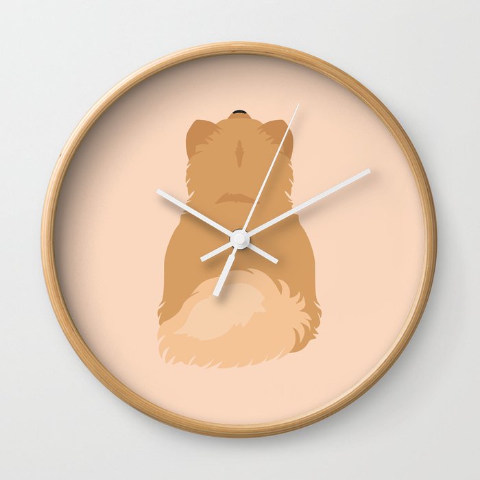 Orange Pomeranian Back Wall Clock