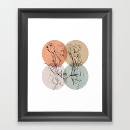 contemporary neutral color flowers with hairs design Framed Art Print