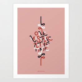 One mistake at the time Art Print | Lettering, Ligatures, Letters, Handlettering, Typography, Phrase, Digital, Drawing, Curated, Red 