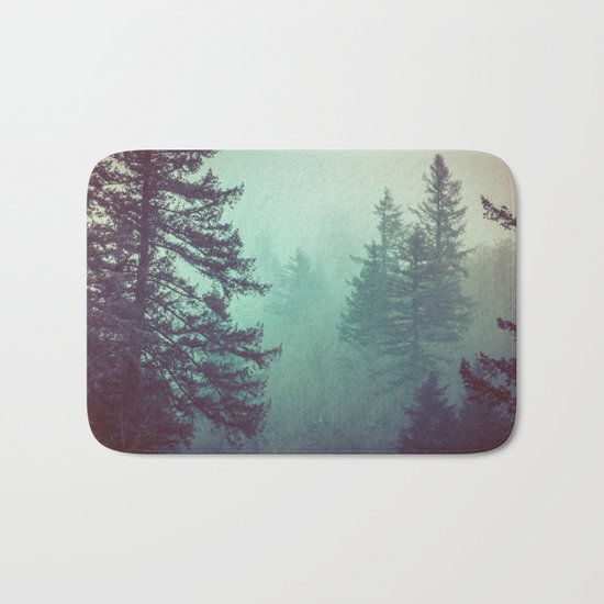 Forest Fog Fir Trees Bath Mat
